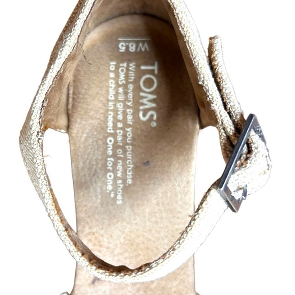 Toms Women's 8.5 Clarissa Wedge Heel Sandal Natural Linen & Cork Ankle Strap - Picture 8 of 9